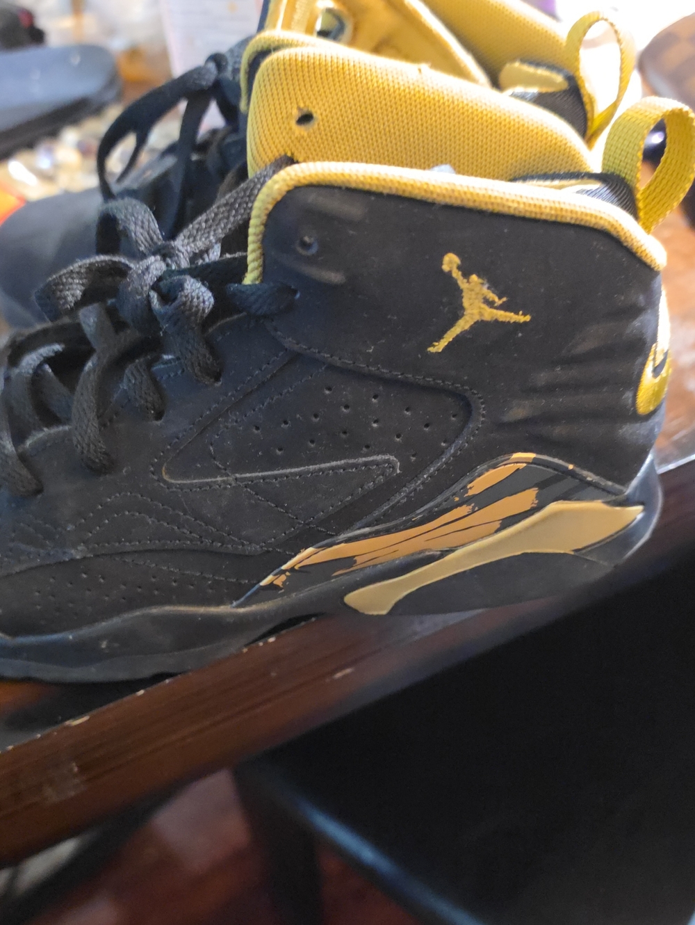Jordan Kids' Black and Gold High-Top Sneakers